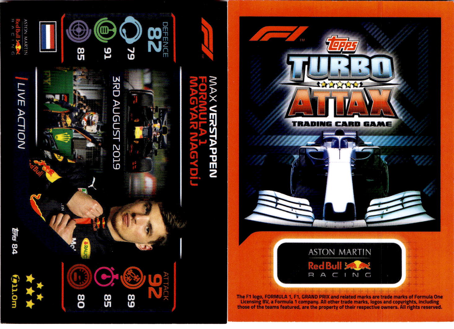 Carte n°84, Max Verstappen — 2020 Topps Turbo Attax Formula 1
