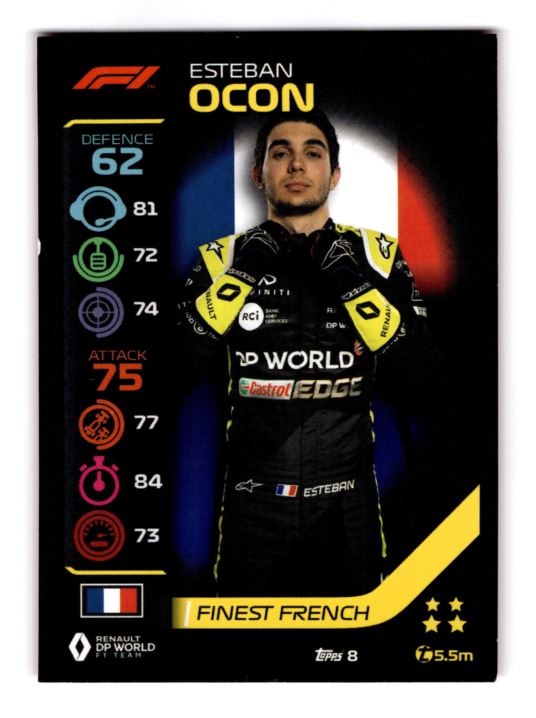 Carte n°8, Esteban Ocon — 2020 Topps Turbo Attax Formula 1