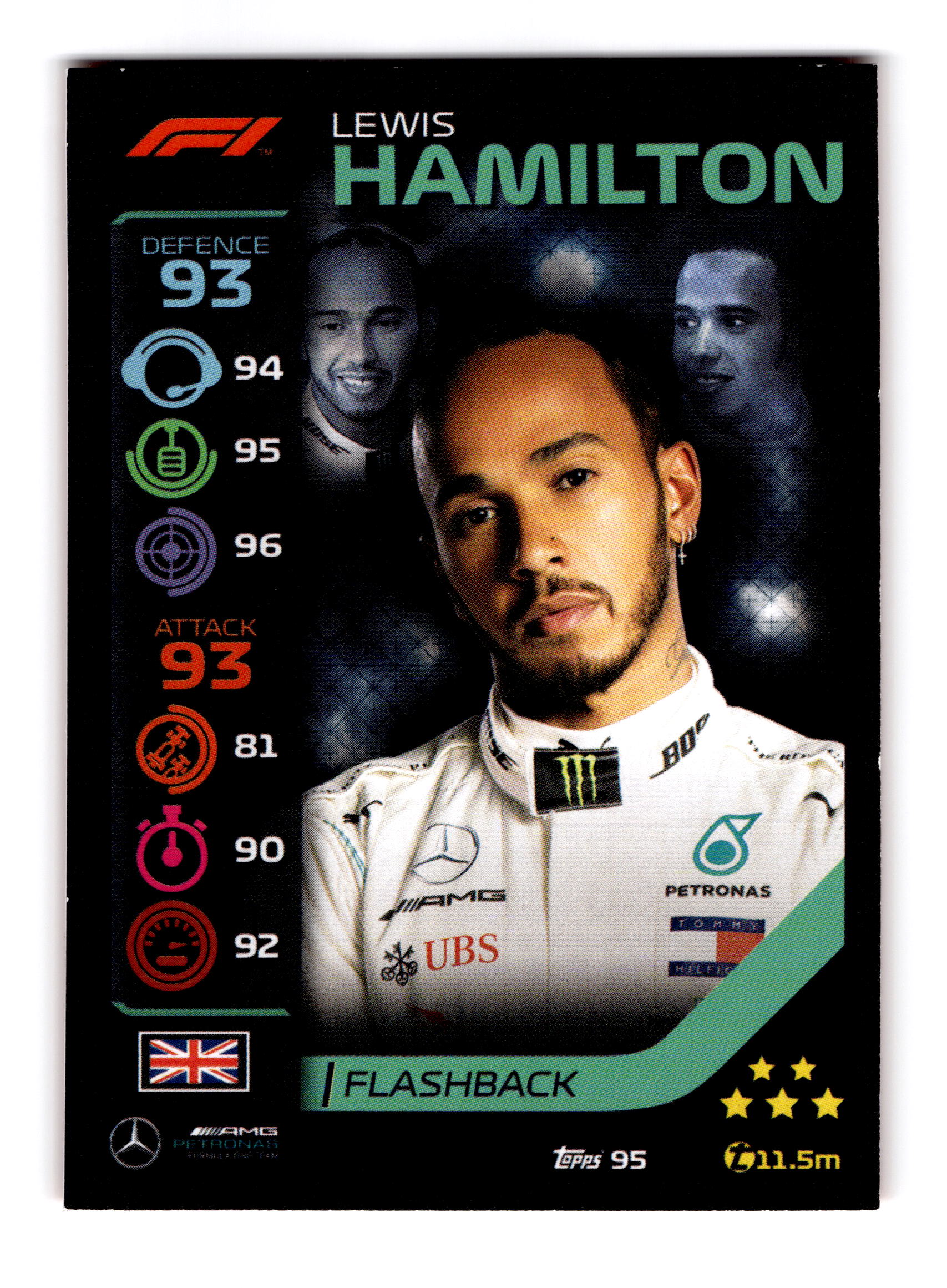 Carte n°95, Lewis Hamilton — 2020 Topps Turbo Attax Formula 1
